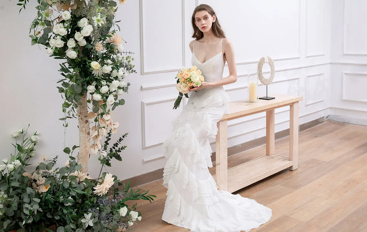boho style airy lace tulle spring summer wedding dresses