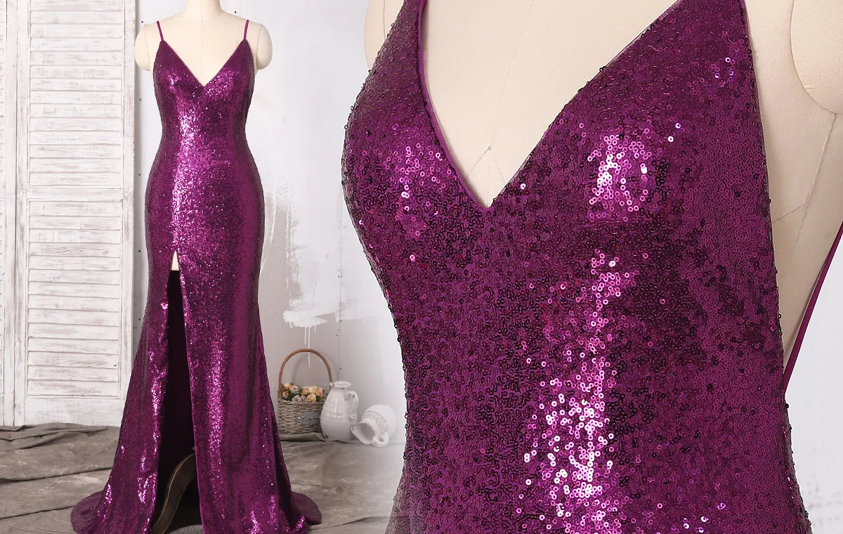 simply shiny metallic sequin evening prom dresses