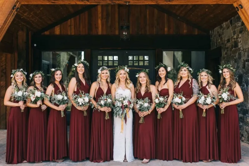 mismatched long burgundy bridesmaid dresses mismatched long burgundy bridesmaid dresses