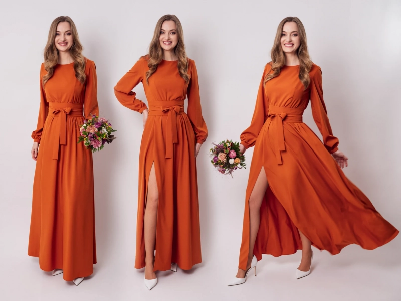 rust orange long slit dresses rust orange long slit dresses