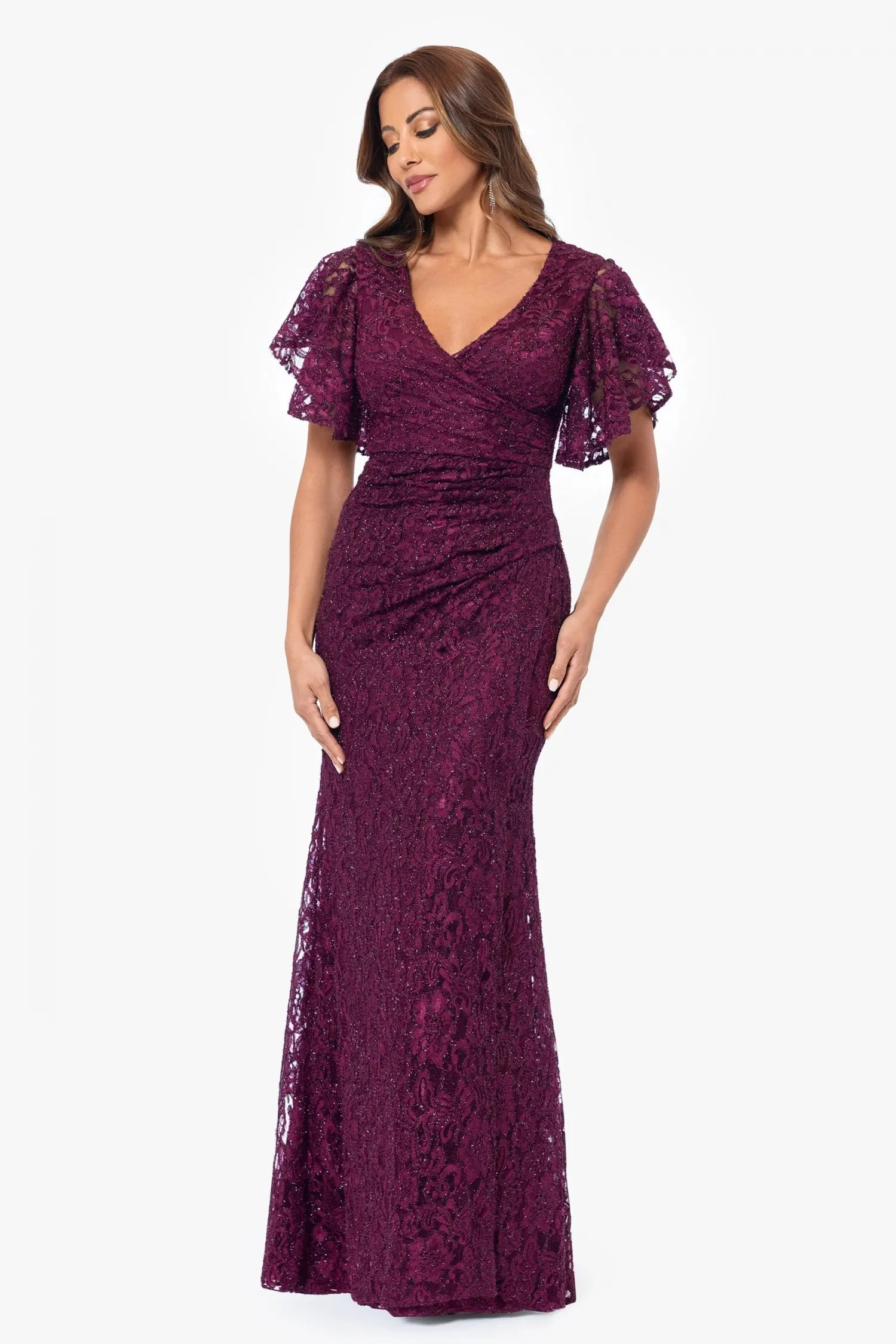 blackberry lace short sleeve mermaid evening dress blackberry lace short sleeve mermaid evening dress