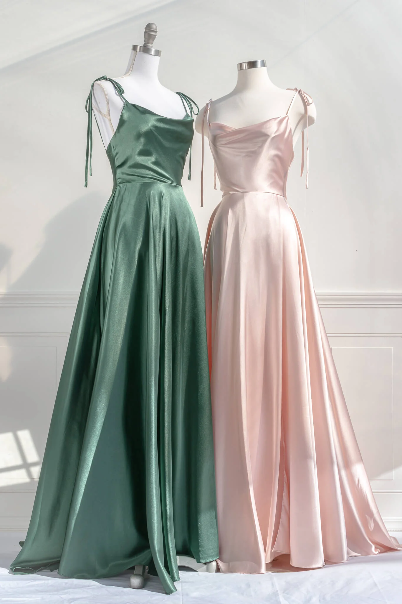 green and pink satin cowl neck prom gown green and pink satin cowl neck prom gown