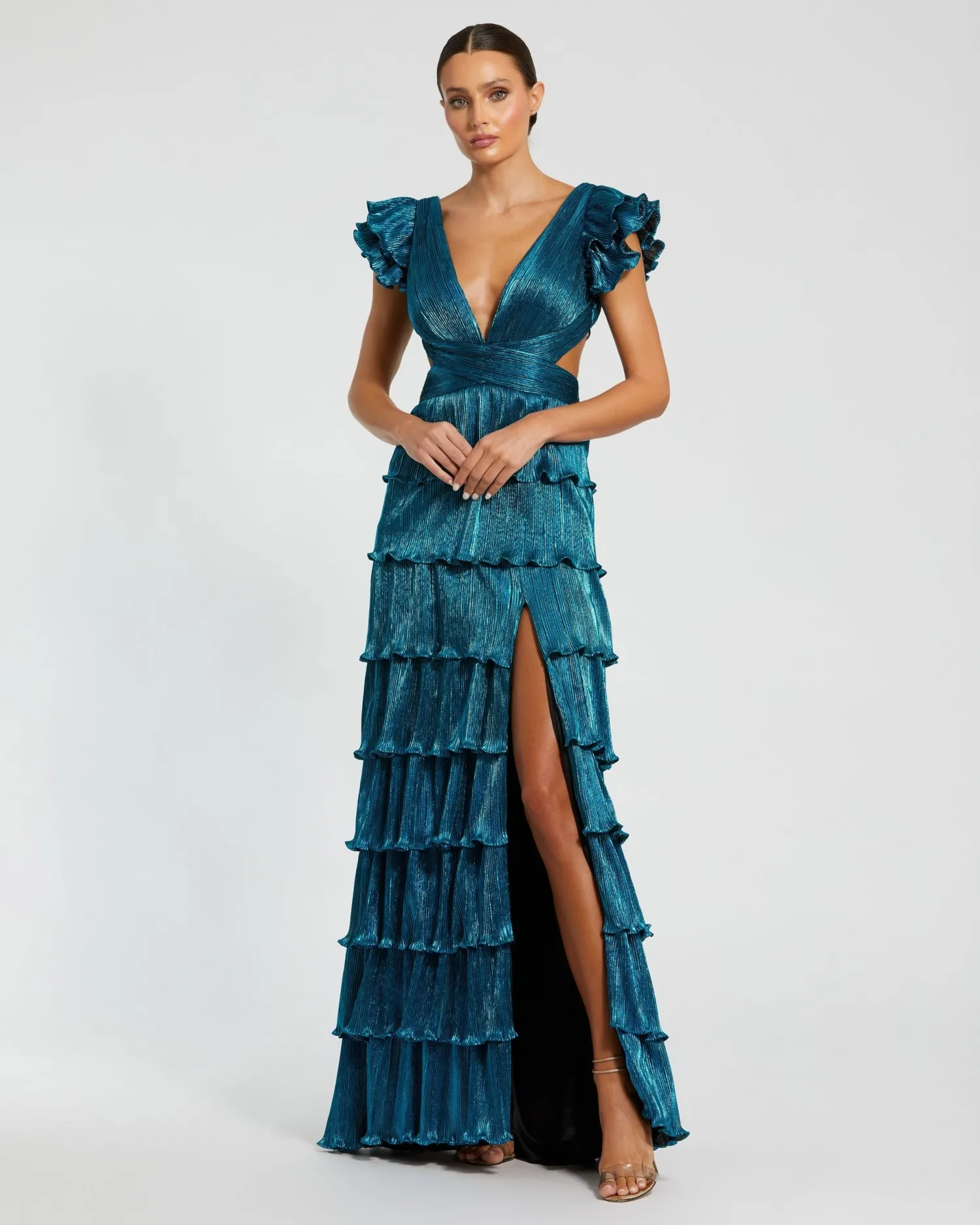 shiny blue metallic tiered maxi dress shiny blue metallic tiered maxi dress