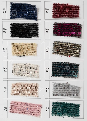 stripe sequin fabric color chart