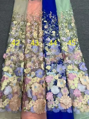 multi color 3D flower embroidery color chart