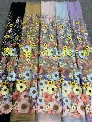 multi color 3D flower embroidery color chart