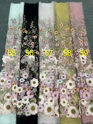 multi color 3D flower embroidery color chart