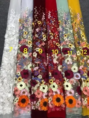 multi color 3D flower embroidery color chart