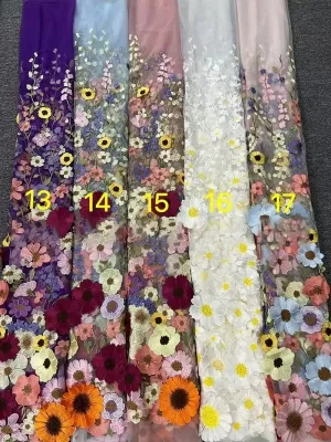 multi color 3D flower embroidery color chart