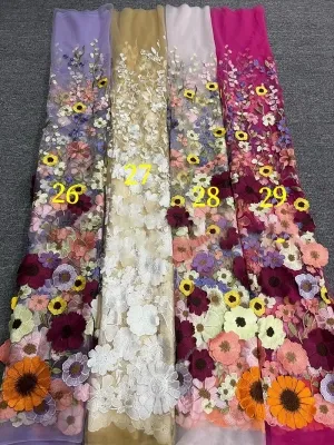multi color 3D flower embroidery color chart