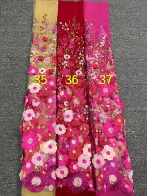multi color 3D flower embroidery color chart