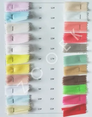 amooth airy sheer chiffon organz color chart