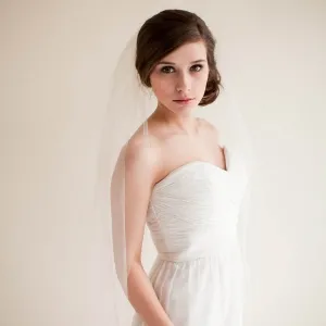 simple 1 tier sheer tulle long drop wedding veil