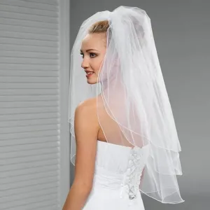 elegant 3 layers elbow length pencil edge marriage veil