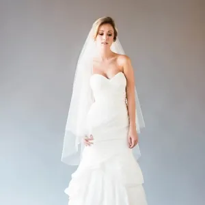 modern tiered waltz length ivory wedding veil with comb