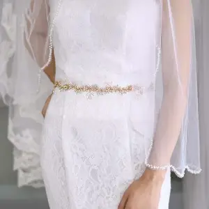 crystals pearls golden vine metallic bridal sash