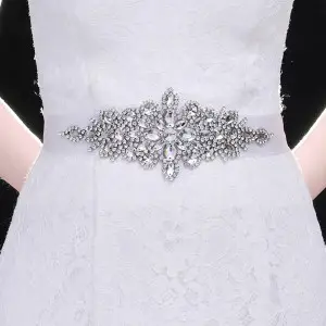 dazzling silver diamond crystals jeweled bridal sash belt