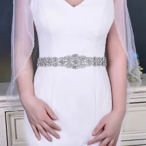 sparkling silver rhinestone beads wedding dress belt