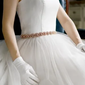 rose gold whorl pattern diamond beaded wedding belt