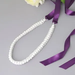 vintage purple bridal satin beadings belt with pearls