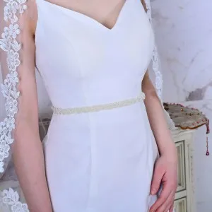 sweet pearled braided belt accessory for formal dresses