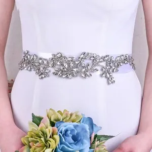 dazzling silver crystal beaded rhinestones bridal sash