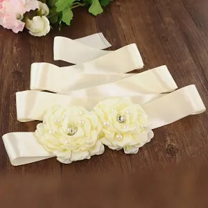 fancy beaded 3d flowers belt for rustic wedding dress