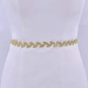 charming gold beaded leaf shape grecian style bridal belt