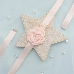 stylish pink satin flower crystals belt sash for girls