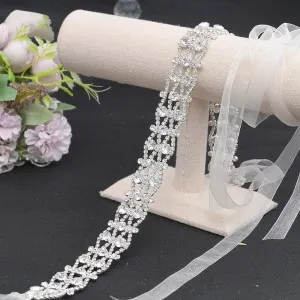 modern crystal beading ribbon bridal belt