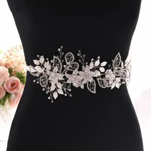 beaded silver alloy flower leaf wedding belts