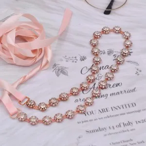 stunning rose gold rhinestone shiny jewelry chain belt