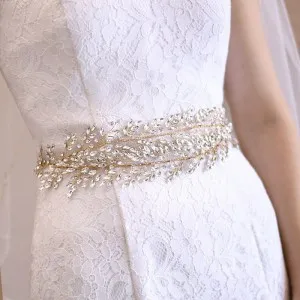 golden wire silver diamonds bridal statement belt