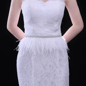 stylish bridal feather belt with sparkly beaded band