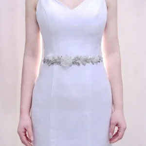 fancy 3d organza flowers beadings pearls wedding belt
