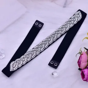 glamorous beaded womens dress black stretch belt