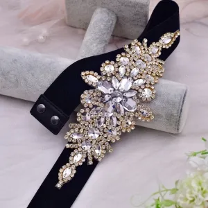 rhinestone beaded stretch waist belt