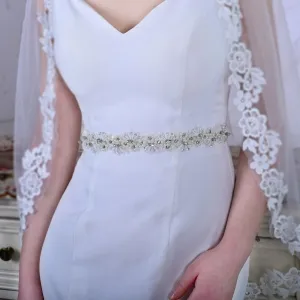rhinestones pearls wedding accessory flower bridal belt