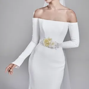 stunning flower bridal sash pearled maternity shoot belt