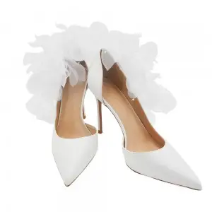 3d tulle flower adorned formal event high heels