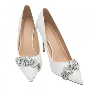 graceful pointed toe crystals stiletto heel bridal pumps