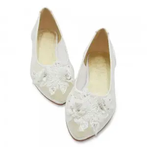 clear mesh flower beads comfortable bridesmaid flats