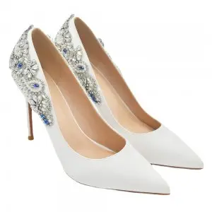 sparkling beads pearls pointy toe wedding high heels