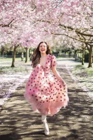 sweet strawberry tulle v neck pink birthday party dress