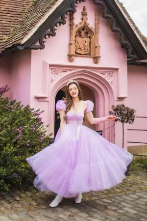 romantic lilac heart tulle ankle length birthday dress