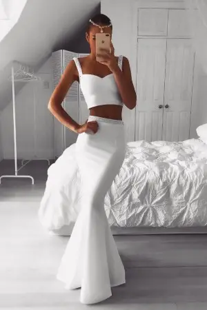 sexy beaded two piece sweetheart mermaid formal dress
