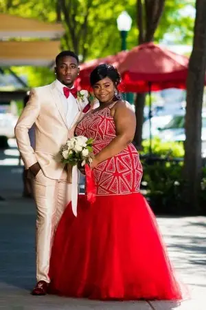 stunning beaded red tulle plus size mermaid prom dress