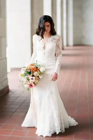 vintage inspired scalloped lace mermaid wedding dress