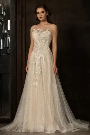 sequined lace illusion cap sleeve beautiful wedding gown
