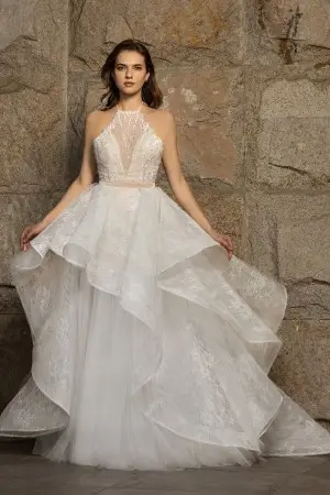 fashionable 2 in 1 flounced high low wedding ball gown